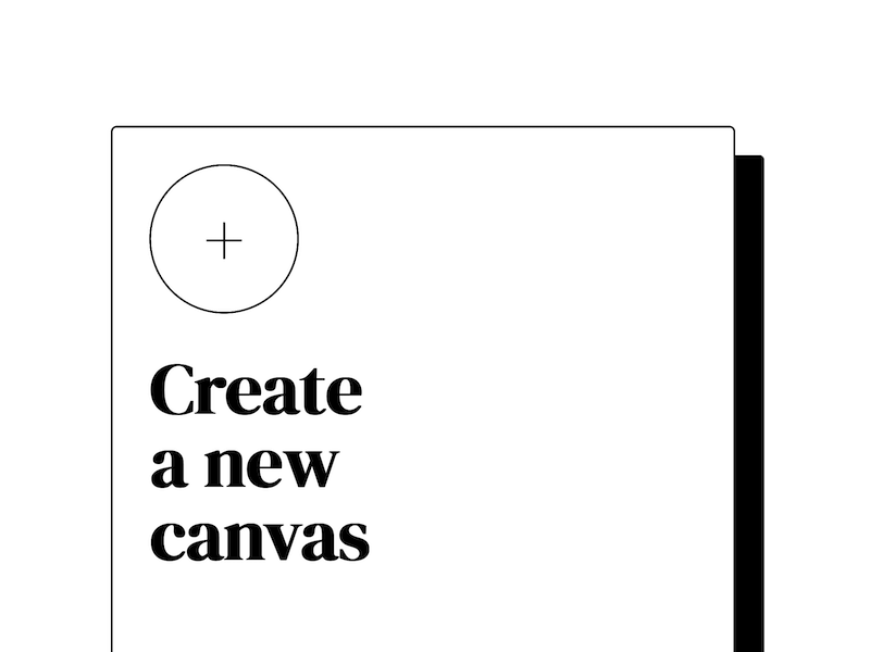 Screenshot of the 'Create a new canvas' screen on the homepage.