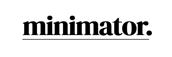 The Minimator label, set in the DM Serif Display font.